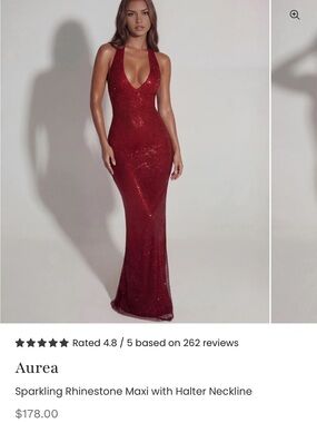 Sparkling Rhinestone Maxi Dress in Red